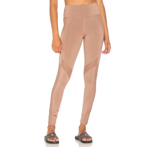 FREE PEOPLE MOVEMENT Lira Cocoa Tan Mesh Accent Leggings Size L Large - Picture 2 of 10